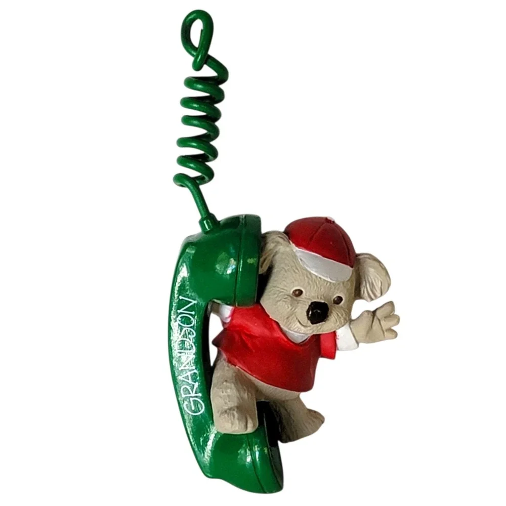 VTG 90s Hallmark Grandson Christmas Ornament 1993 Koala Bear Phone Keepsake Gift